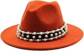 Women's Fedoras Wool Hat Classic Jazz Hat Travel Men's Wild Brim Hat Outdoor 2 Without Chain