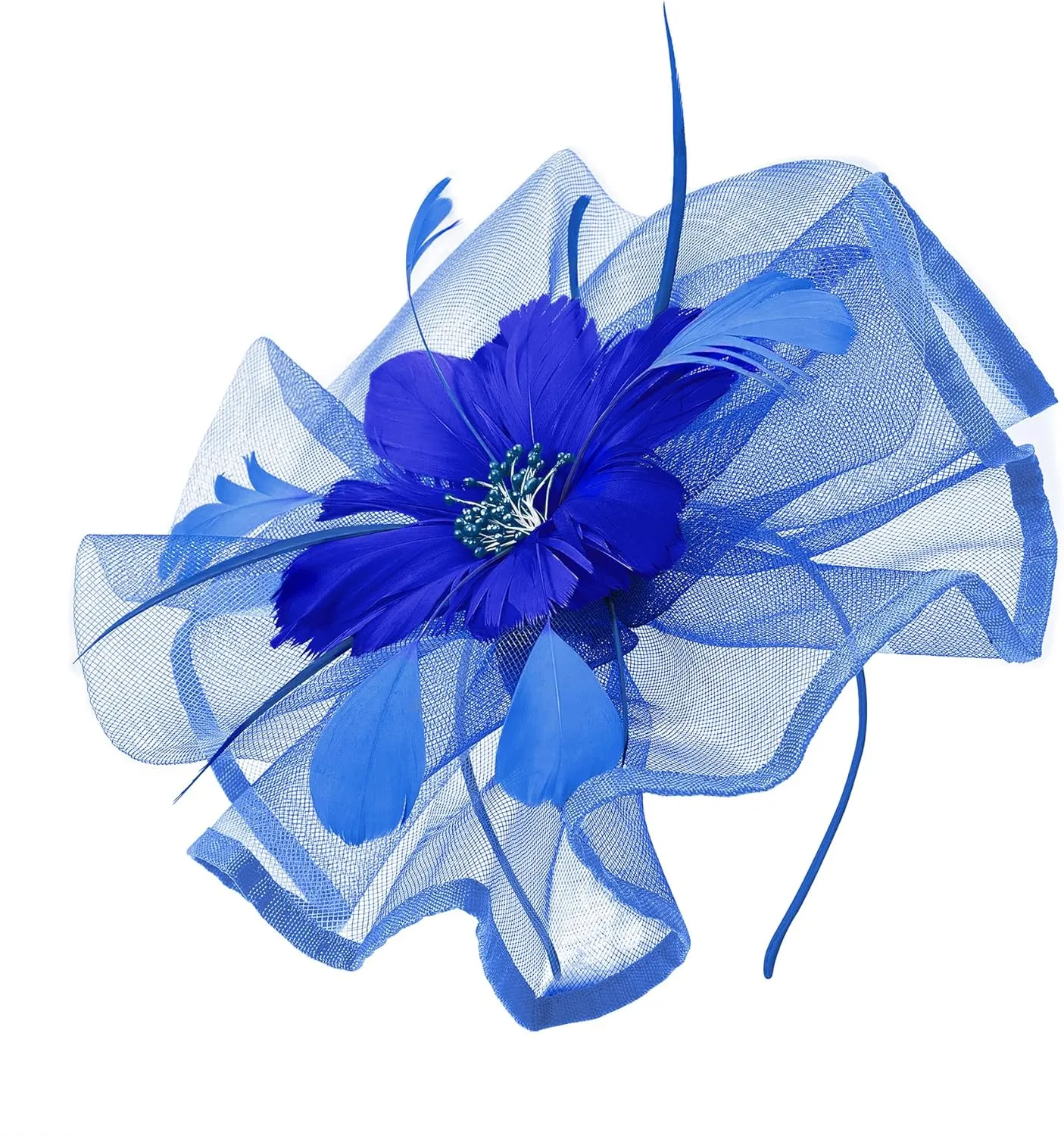 Zando 2025 Kentucky Feather Mesh Fascinators Derby Hats for Women Girls with Clip and Headband Tea Party Wedding Cocktail Hat