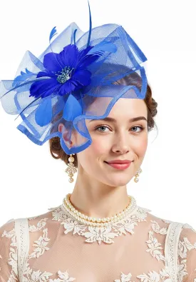 Zando 2025 Kentucky Feather Mesh Fascinators Derby Hats for Women Girls with Clip and Headband Tea Party Wedding Cocktail Hat