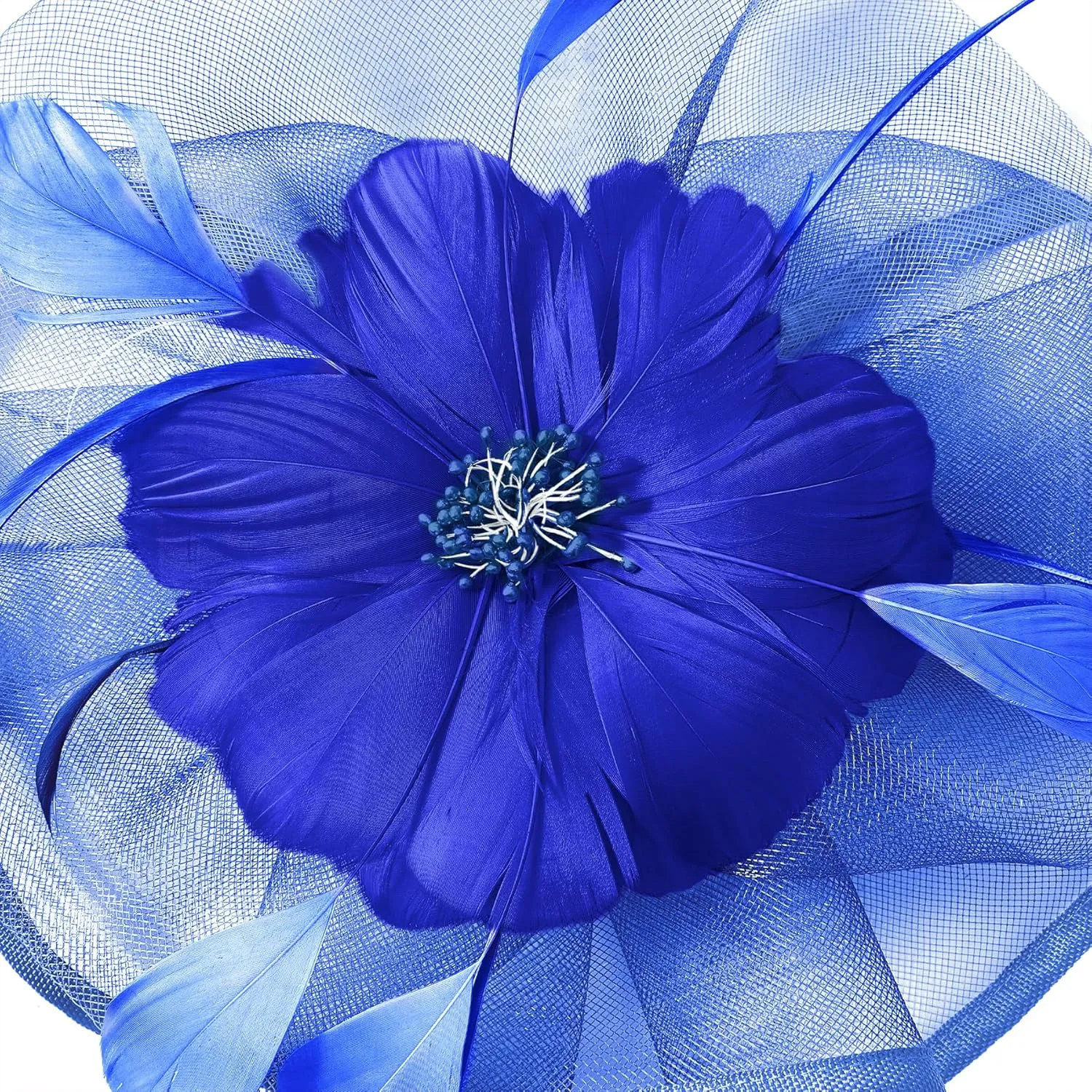 Zando 2025 Kentucky Feather Mesh Fascinators Derby Hats for Women Girls with Clip and Headband Tea Party Wedding Cocktail Hat