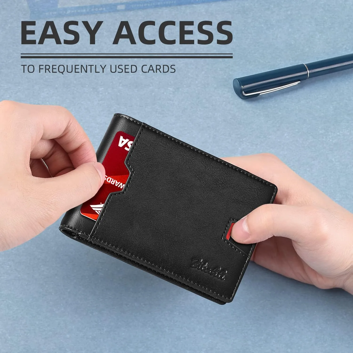 Zitahli Mens-Wallet-Slim-Leather-RFID Blocking Wallet for Men Minimalist Bifold Credit Card Holder with Gift Box